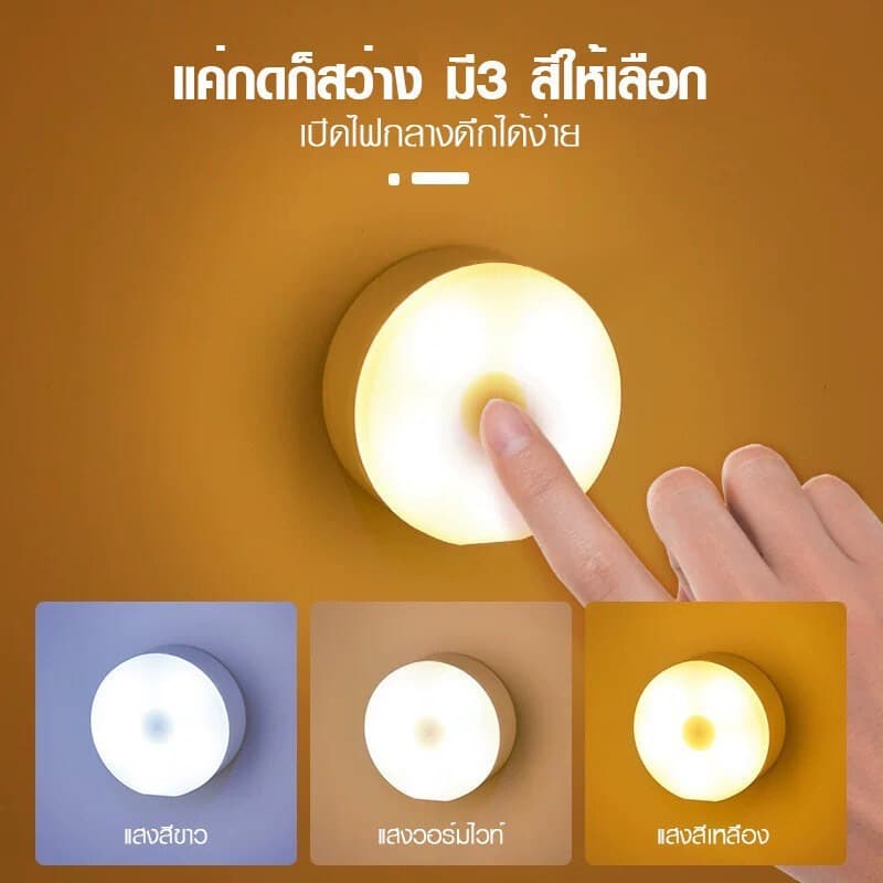 โคมไฟหัวเตียงLED หรี่ไฟได้ โคมไฟ ชาร์จได้ ไม่ต้องใช้ถ่าน แบตอึด ยึดผนังด้วยแม่เหล็ก 3 สีปรับได้ รูปที่ 3