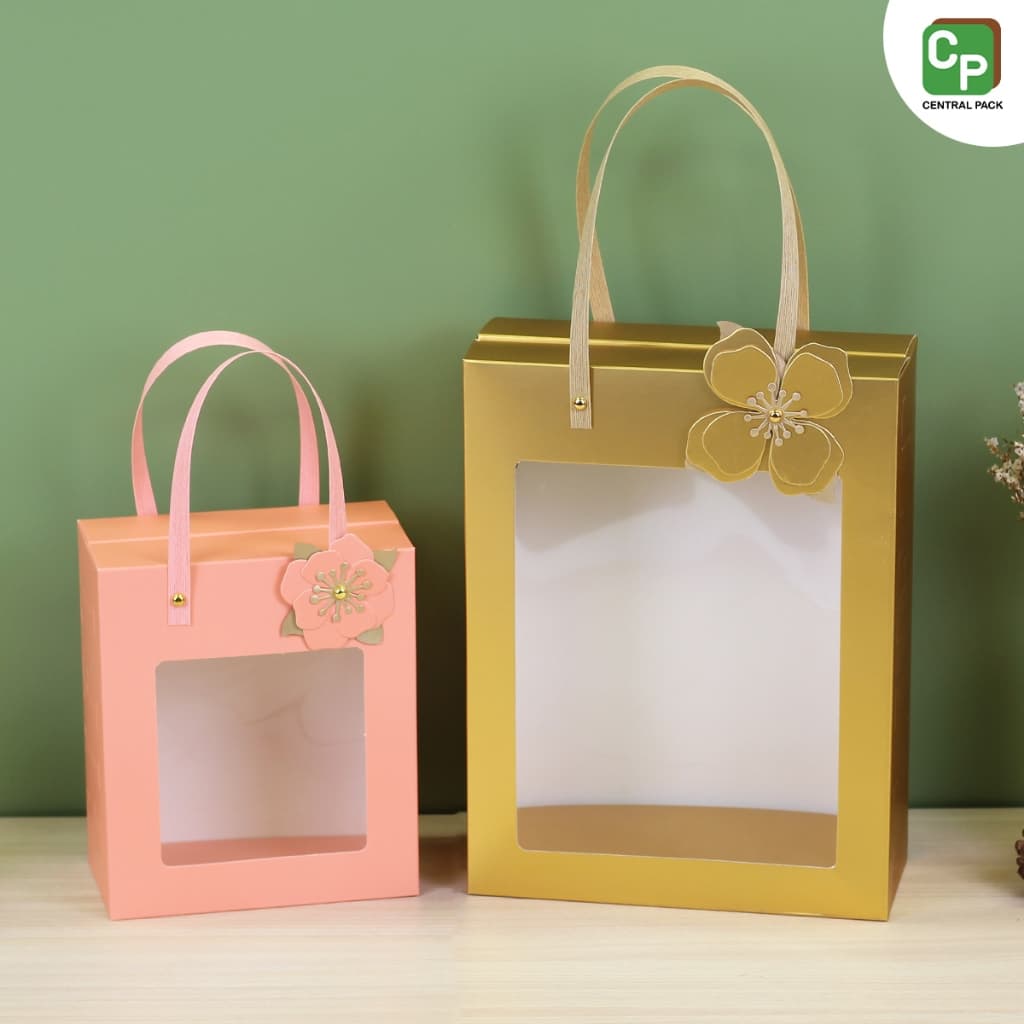 กล่องหูแข็งหน้าต่าง ดอกไม้ DIY กล่องใส่ของขวัญ ของฝาก ชุดกิ๊ฟเซทน้ำหอม ของรับไหว้ รูปที่ 8