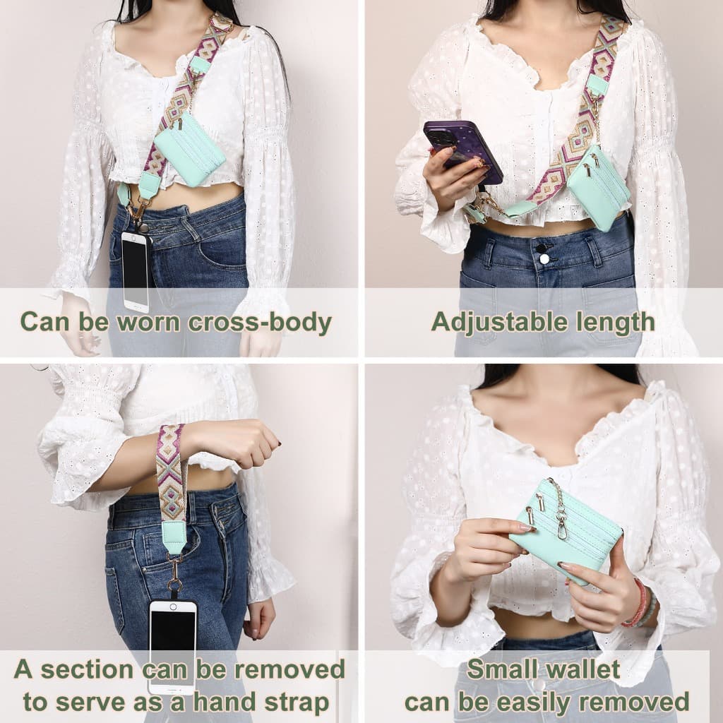 SUPHIAR Phone Strap with Zippered Pouch สายคล้องโทรศัพท์กว้างพร้อมกระเป๋าใส่เหรียญแบบสะพายข้าง รูปที่ 4