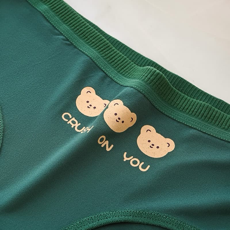 PrettyLady Shop กางเกงชั้นใน ลายการ์ตูนน้องหมีสีเขียว น่ารัก ผ้าคอตตอนนิ่มยืด สวมใส่สบาย รูปที่ 4