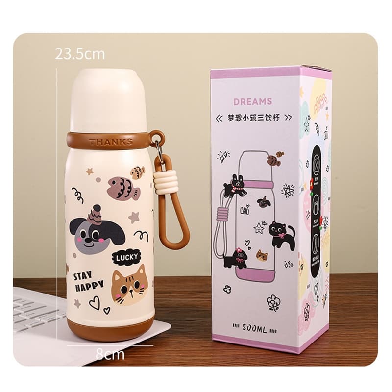 600ml. แก้วเก็บความร้อน 316สแตนเลสลูกแมวถ้วยฟาง พร้อมเชือกยกให้ความอบอุ่นในถ้วยน้ํา6-12ชม.เอซไคนาร์ B0170 รูปที่ 9