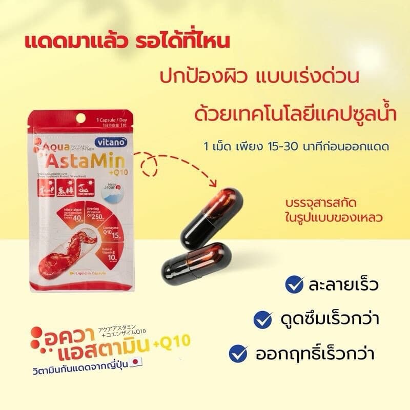 กันแดด แบบเม็ด Astamin +q10 แอสตามิน พลัส คิวเทน ผลิตภัณฑ์จากญี่ปุ่น 1 ซอง 30 เม็ด รูปที่ 4