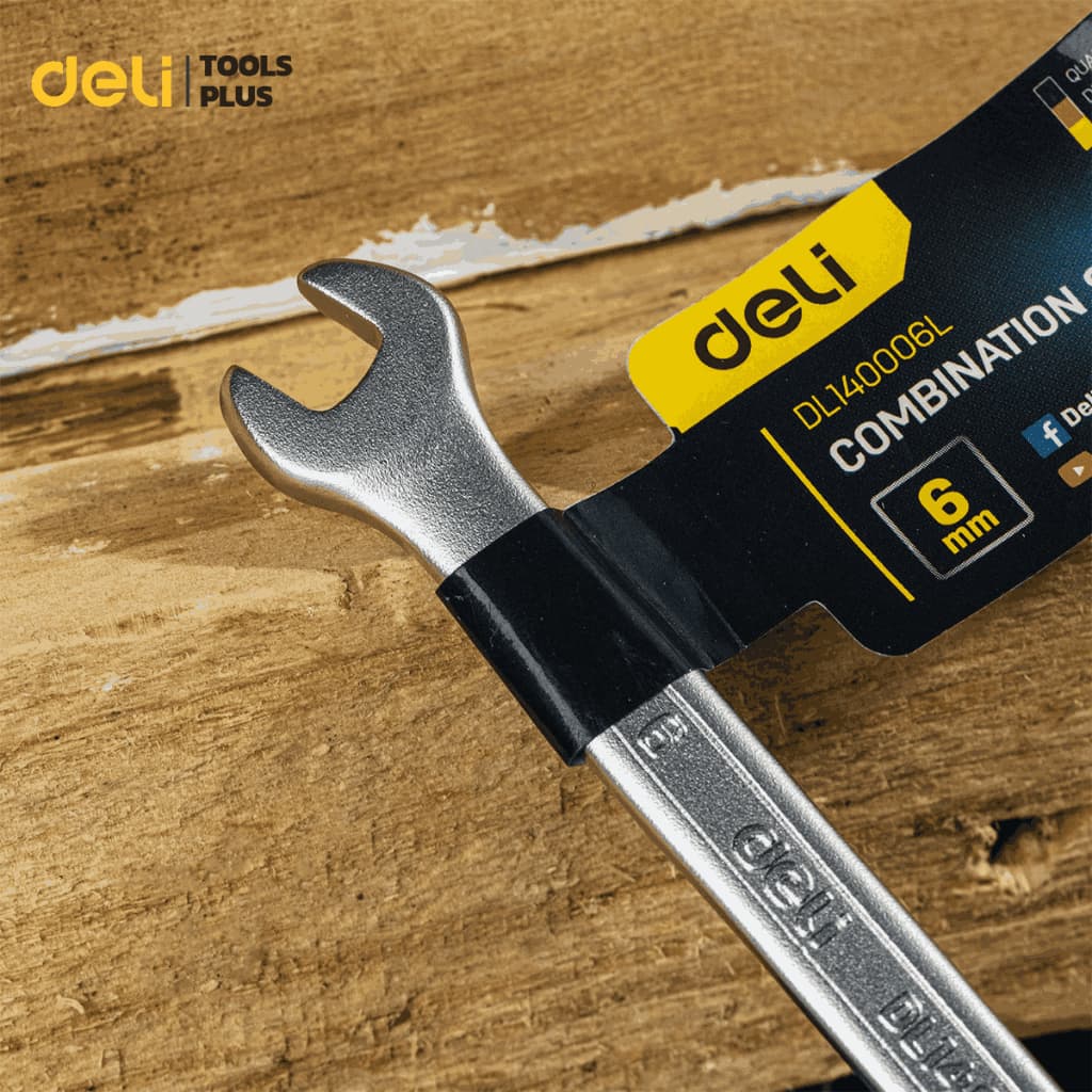 Deli ประแจปากตาย ประแจแหวนข้าง ประแจขนาด 6 - 20mm คันน็อต คลายสกรู อุปกรณ์ช่าง Combination Spanner รูปที่ 2