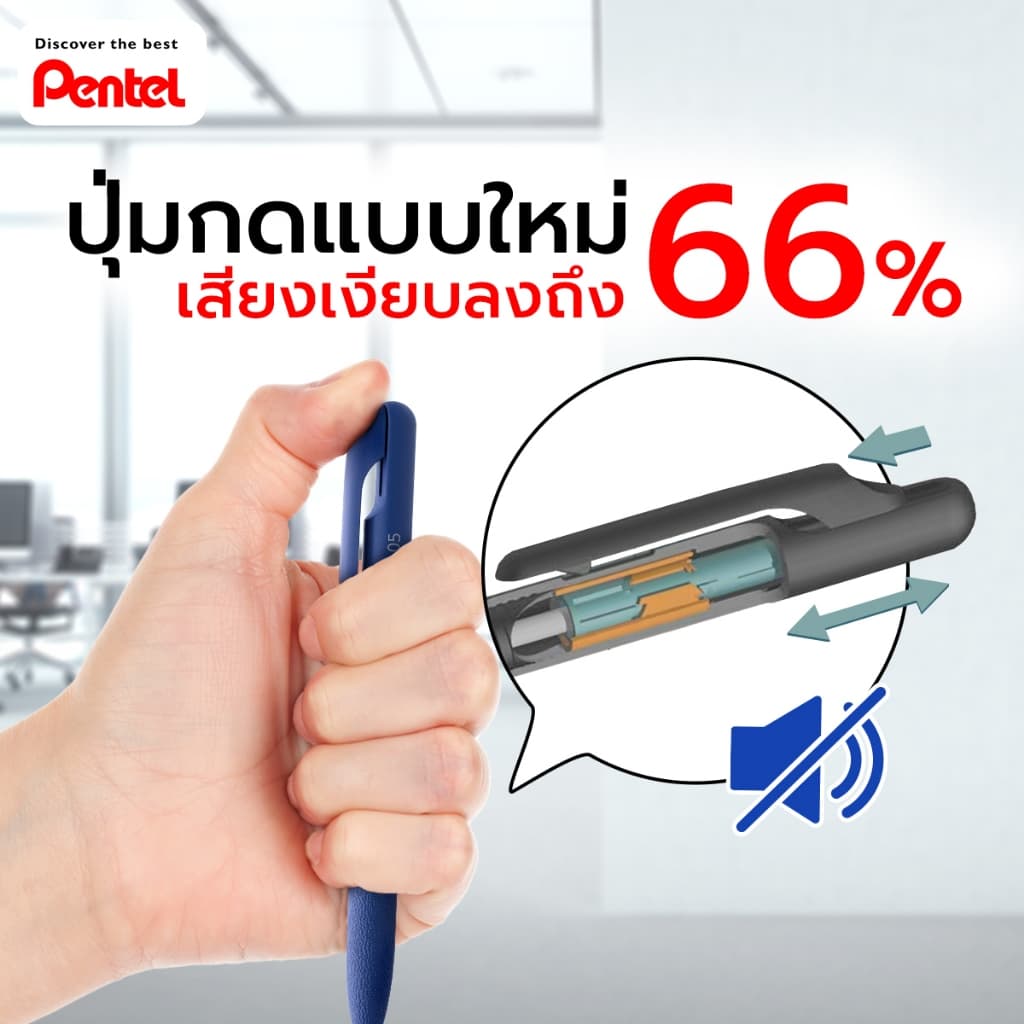 ปากกาลูกลื่น PENTEL CALME 0.5mm , 0.35mm และรุ่น 3 สีในแท่งเดียว ลดเสียงรบกวน นำเข้าจากญี่ปุ่น รูปที่ 4