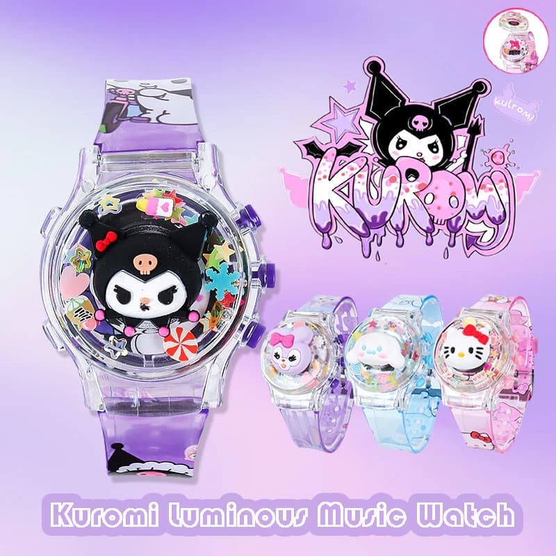 Sanrio นาฬิกาข้อมือเด็ก เด็กมีไฟสายยางเรซิ่นนิ่มสายลายการ์ตูนสามมิติสายนิ่มไม่แข็ง รูปที่ 2