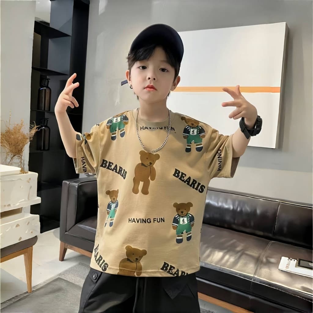 Beryl kidsเสื้อยืดแขนสั้นเด็กเสื้อคอกลมแฟชั่นฤดูร้อน หลวมและลำลอง พิมพ์การ์ตูน เสื้อเด็กชายหล่อๆ รูปที่ 3