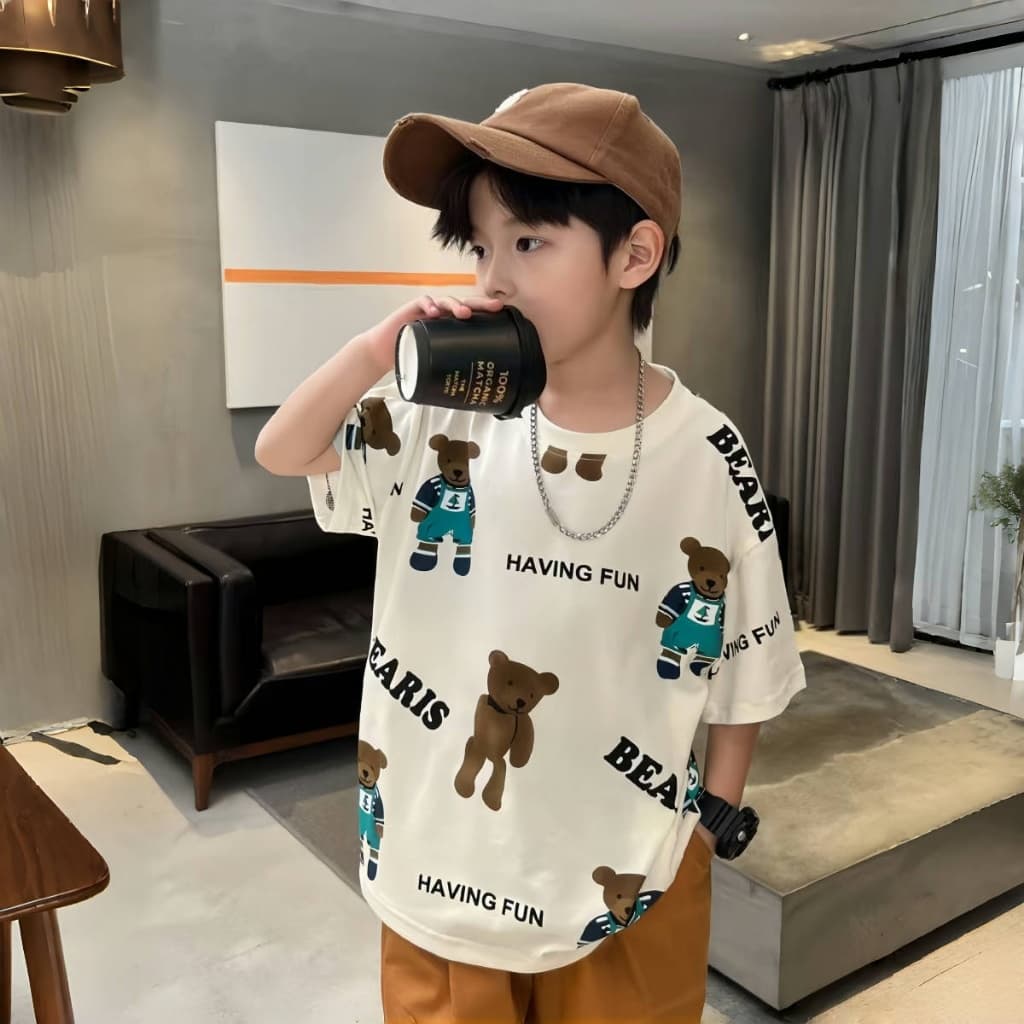 Beryl kidsเสื้อยืดแขนสั้นเด็กเสื้อคอกลมแฟชั่นฤดูร้อน หลวมและลำลอง พิมพ์การ์ตูน เสื้อเด็กชายหล่อๆ รูปที่ 7