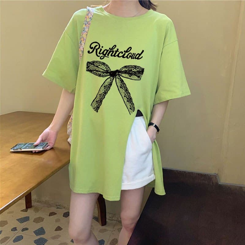 เสื้อยืดสวยๆผู้หญิงแฟชั่นฤดูร้อน oversize เสื้อผ้าสาวอวบไซส์ใหญ่ แขนสั้นทรงหลวม เสื้อโอเวอร์ไซส์สไตล์เกาหลี น่ารักๆ รูปที่ 2