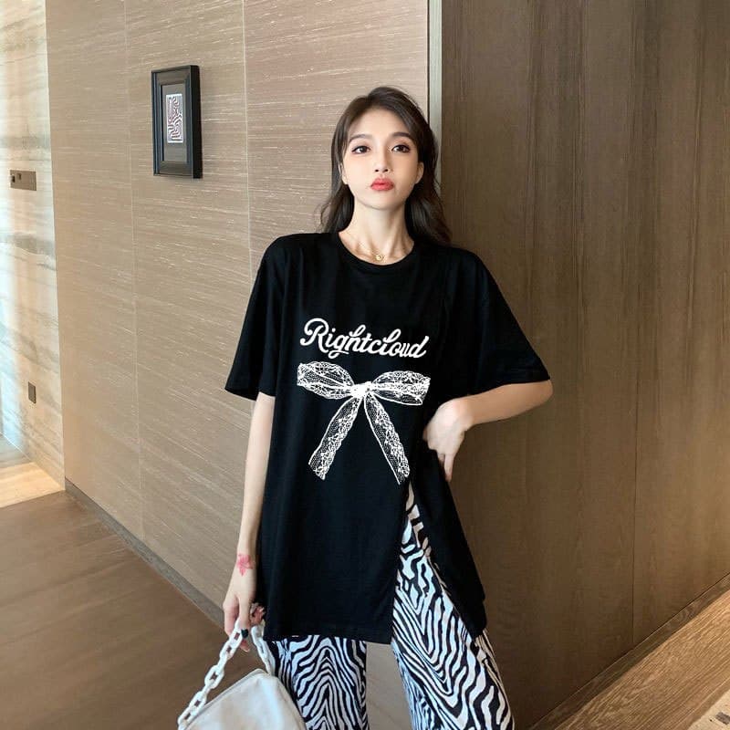 เสื้อยืดสวยๆผู้หญิงแฟชั่นฤดูร้อน oversize เสื้อผ้าสาวอวบไซส์ใหญ่ แขนสั้นทรงหลวม เสื้อโอเวอร์ไซส์สไตล์เกาหลี น่ารักๆ รูปที่ 4