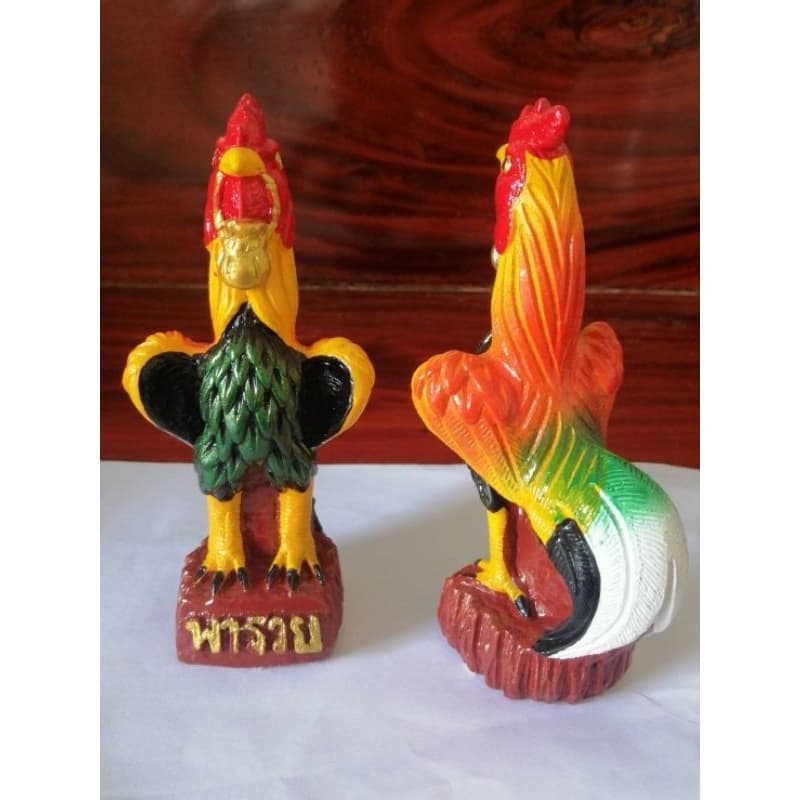 ไก่แก้บนไหว้ไอ้ไข่วางศาลบูชา22ซม.1คู่สีสวย รูปที่ 7