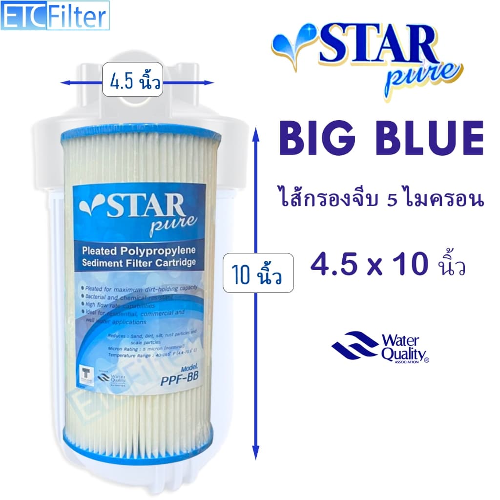 ไส้กรอง BIG BLUE จีบ 4.5*20 นิ้ว และ 4.5*10 นิ้ว TREATTON COLANDAS และ STARPURE 5 ไมครอน รูปที่ 5
