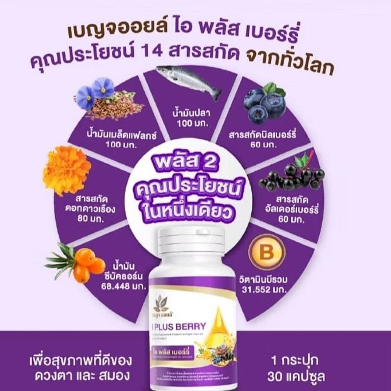 เบญจออยล์ ไอ พลัส เบอร์รี่ BENJA OIL I Plus Berry อาหารเสริมดูแลสายตา รูปที่ 2