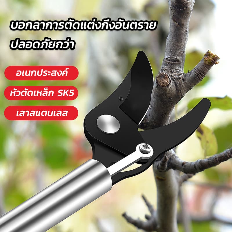 กรรไกรตัดกิ่งไม้สูง ยืดหกถึง1.5M กรรไกรตัดหนีบผลไม้ด้ามยาว กรรไกรเก็บผลไม้ กรรไกรเก็บผลไม้ ตัด หนีบ เลื่อยได้3in1 รูปที่ 3