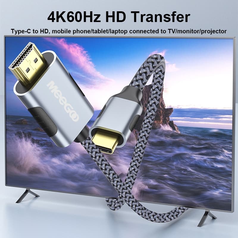 MEEGOO สายเคเบิลเชื่อมต่อ Type C to HDMI 4K 60Hz ความเร็วสูง สำหรับมือถือ แล็ปท็อป แท็บเล็ตพีซี รูปที่ 9