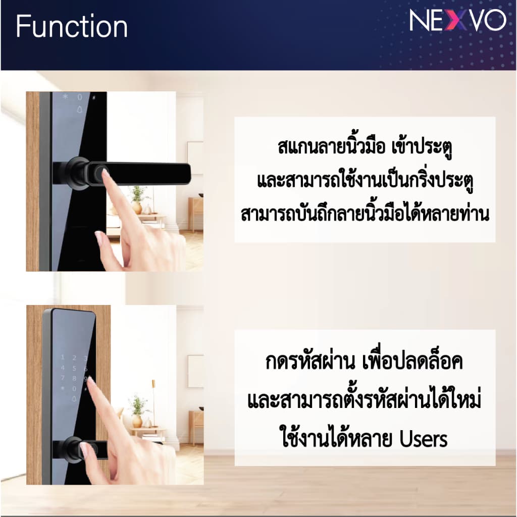 - กลอนประตูดิจิตอล SW01 สีดำ บานผลัก App TTLock ลายนิ้วมือ รหัส คีย์การ์ด กุญแจสำรอง มีบริการติดตั้ง รูปที่ 4
