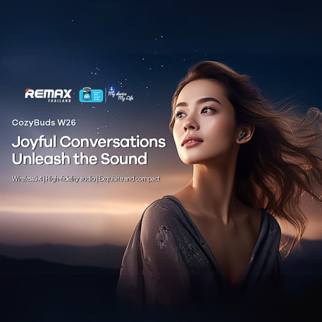 Remax Small Talk TWS W26 - หูฟังบลูทูธไร้สาย TWS รูปแบบ Earbuds เสียงคมชัด Hi-Resolution Audio รูปที่ 2