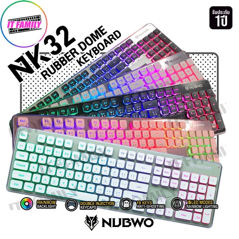 คีย์บอร์ดเกมมิ่ง NUBWO NK32 คีย์บอร์ด เกมมิ่ง Rubber Dome Switch FORTUNE ประกันศูนย์ 1 ปี รูปที่ 1