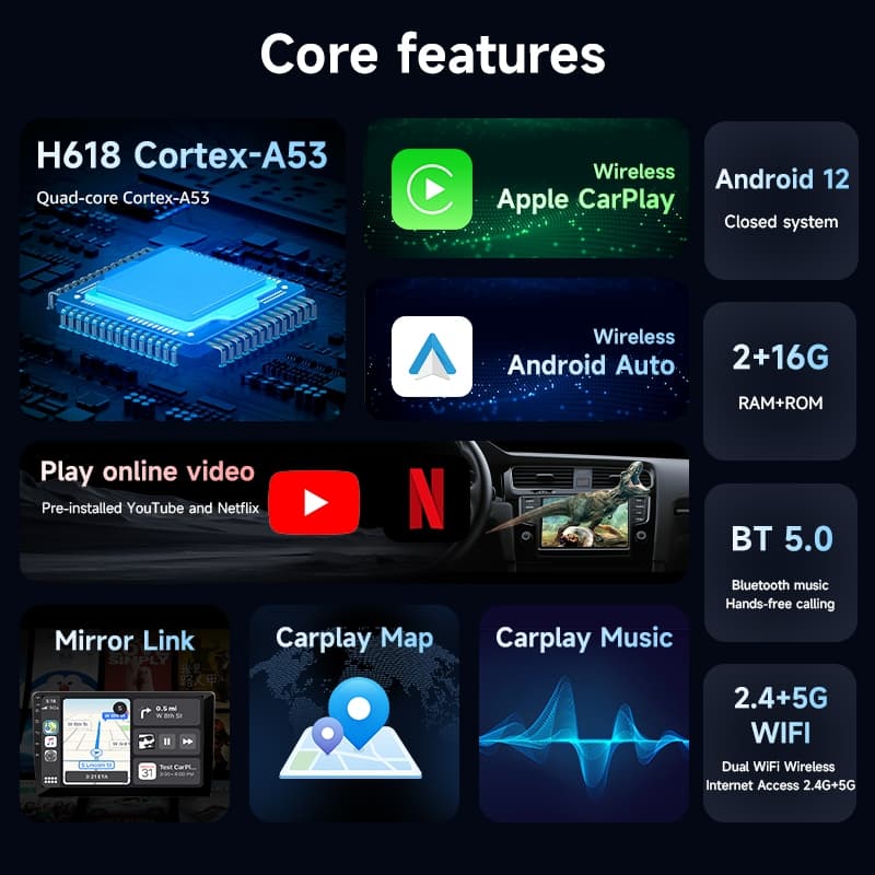 Android Auto & Apple CarPlay มีอยู่4in1 Wireless CarPlay Adapter Ai Box Wired to Wireless สามารถรับชม YouTube/Netflix รูปที่ 3
