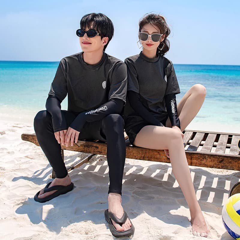 ‍HOT‍ชุดว่ายน้ำแขนยาว คู่รัก ชุดดำน้ำ ชุดว่ายน้ําคู่ กันUV ผ้าแห้งเร็ว เป็นยางยืด หลากหลายสไตล์ รูปที่ 8