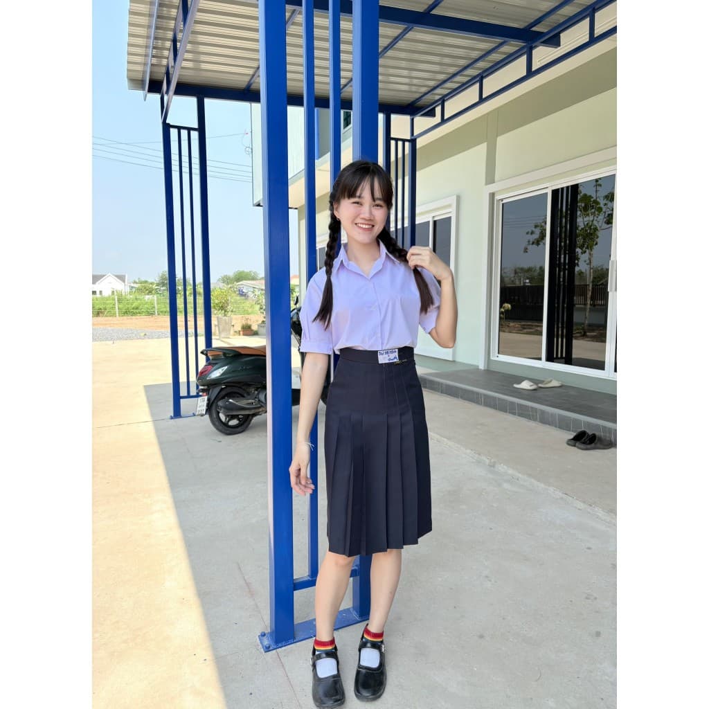 กระโปรงนักเรียนตราน้านา สีกรมเข้ม ตีเกร็ด 6.5 (แจ้งรับบิล กรุณาหมายเหตุก่อนยืนยันคำสั่งซื้อ) รูปที่ 6