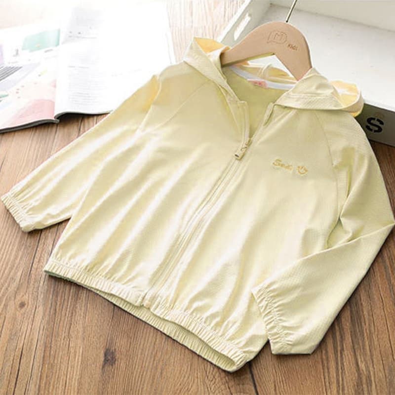 Babyonline I5/0F0R เสื้อคลุมกันแดดกันUVแขนยาวมีหมวกสำหรับเด็ก มีซิป ป้องกันแสงแดด รูปที่ 5