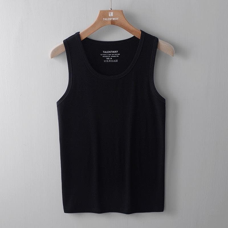 ผู้ชายโพลีเอสเตอร์ธรรมดา Sando Slim Fit เสื้อกั๊กด้านบนมัสลินกล้ามเนื้อพื้นฐาน รูปที่ 6