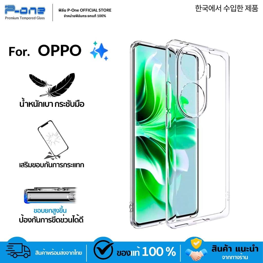 เคสใส กันกระแทก oppo reno13 reno14f reno15 findx8ultra reno14pro f11pro f9 reno13f reno5 reno11f รูปที่ 1