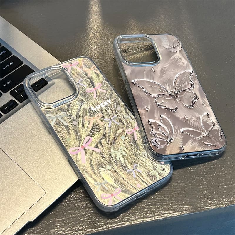 เคสไอโฟน 11 13 เคส Feather Laser Bow Case For iPhone 11 12 13 14 15 Pro X XR XS MAX 7 8 Plus 17 เคสโทรศัพท์ เคสไอโฟนสวยๆ รูปที่ 8