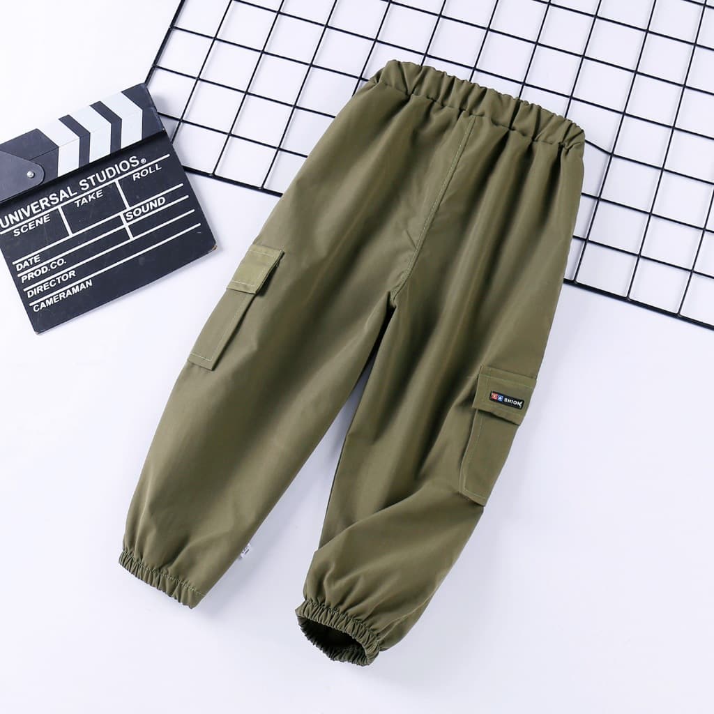 กางเกงคาร์โก้เด็ก ปลายขาจั๊ม กางเกงเด็กผู้ชาย ทรงหลวม งานเกาหลี #T30101 รูปที่ 4