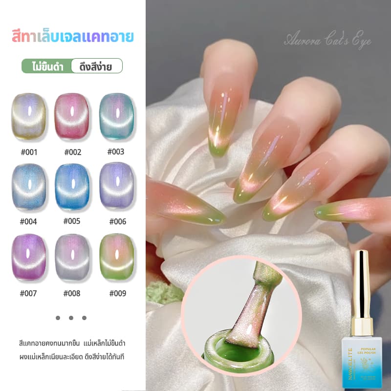 Nawoelite สีลูกแก้ว สีเล็บเจล สีแฟลช 2025 ต้องมี! สีเล็บเจลตาแมว 9 สี ลูกแก้วแฟลชออโรร่า สวยเว่อร์ ใหม่ล่าสุด รูปที่ 1