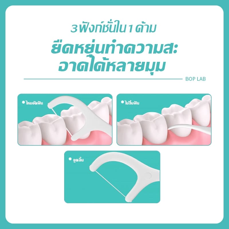 Jasmeen กลิ่นมินต์ ไหมขัดฟันแบบนุ่มพิเศษ 50ชิ้น /กล่อง สำหรับพกพา ไหมขัดฟัน ไหมขัดฟันแบบพกพา สะอาดสดชื่นปกป้องฟัน รูปที่ 6