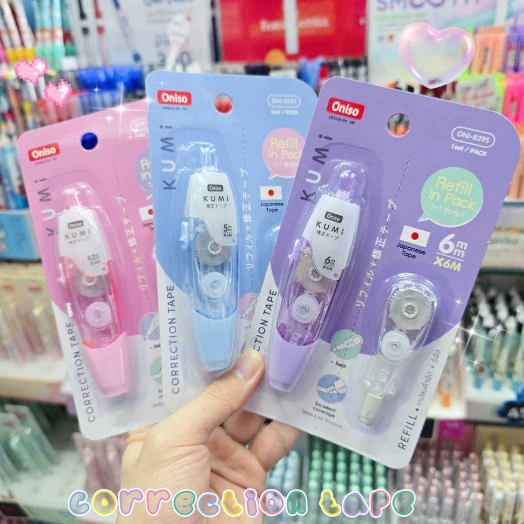 เทปลบคำผิด Oniso รุ่น Kumi ยาว 6 เมตร กว้าง 4.2 / 5 และ 6 มม.เนื้อเทปขาว โอนิโซะ correction tape รูปที่ 2
