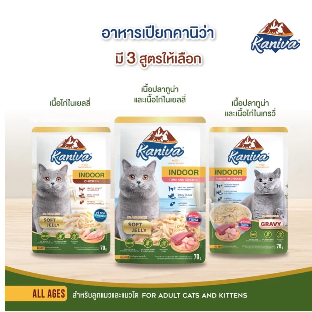 {ยกโหล12ซอง} Kaniva คานิว่า อาหารเปียก เนื้อทูน่า สูตรบำรุงสุขภาพมี Vitamins Ball 70g x12 ซอง รูปที่ 7