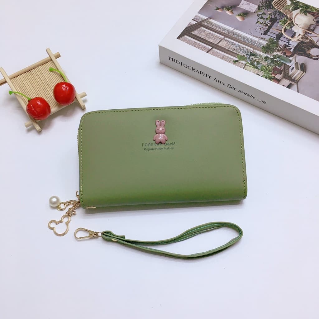 DN005#กระเป๋าสตางค์ใบกลางมีช่วงใส่บัตรงทั้งหมด4ช่อง วัดสุด:หนังPU รุ่นใหม่มีสายคล้องมือทุกใบค่ะ รูปที่ 8
