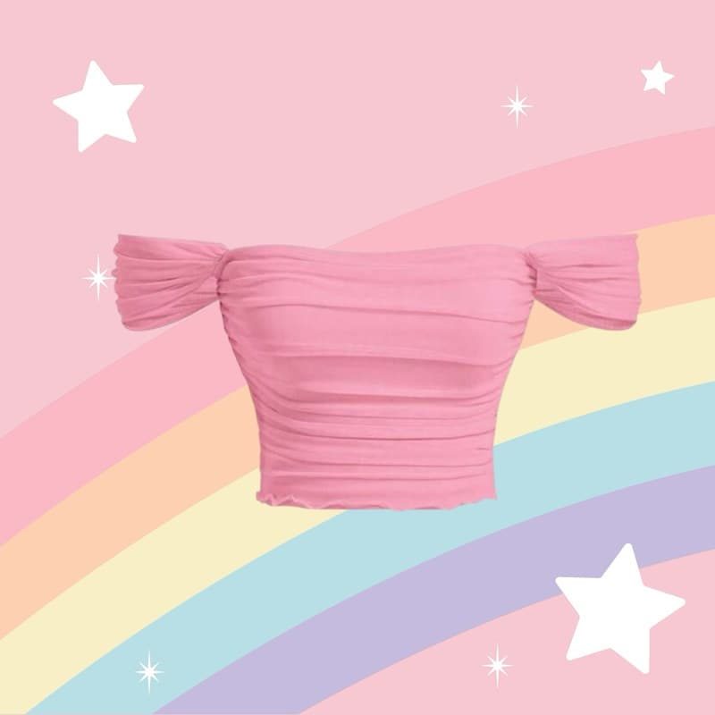 เสื้อเปิดไหล่ ผ้าระบาย สีพาสเทล รูปที่ 5