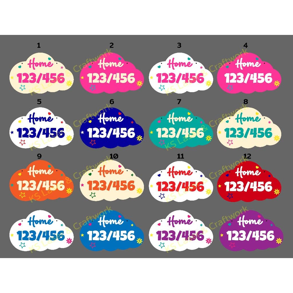 ป้ายเลขที่บ้าน ก้อนเมฆ ตัวนูน แบบที่ 4 แบบแขวน Number Home signboard board house เลขที่บ้านมงคล รูปที่ 7