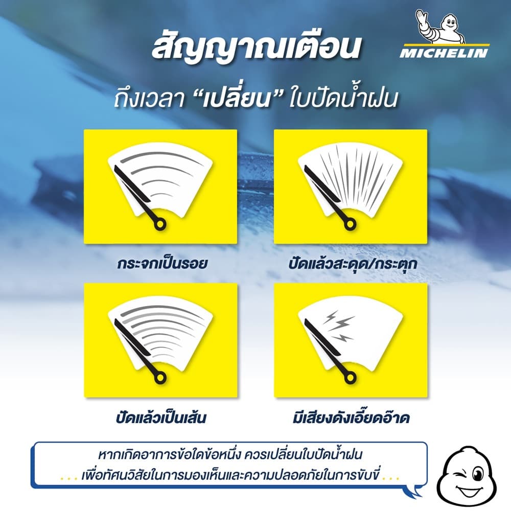 MICHELIN ใบปัดน้ำฝน แบบไร้โครง รุ่น CYCLONE สำหรับ ORA GOOD CAT ปี 2022-2025 ขนาด 24"+16" BC รูปที่ 4