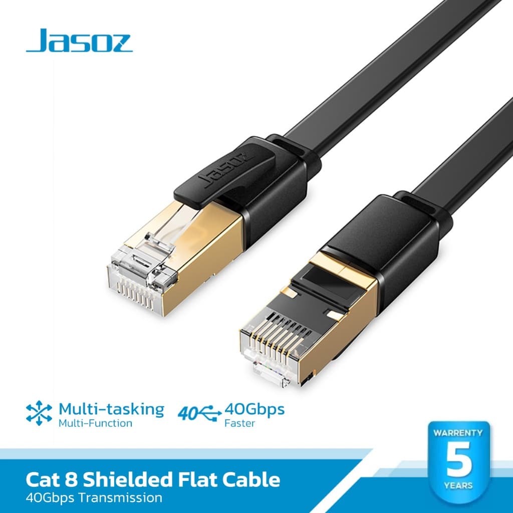 Jasoz สายLAN Cat 8 Shielded Flat Cable 40Gbps รุ่น E127 ความยาว 1เมตร - 5เมตร เสถียรทุกการเชื่อมต่อ รูปที่ 1