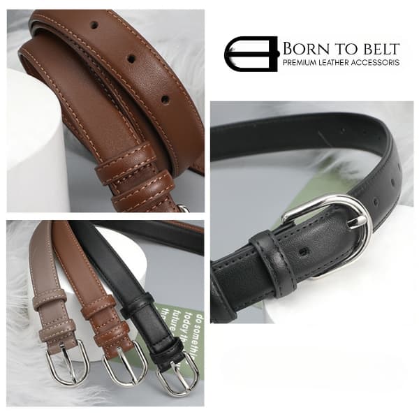 เข็มขัดเอวใหญ่ เข็มขัดสาวอวบ เข็มขัดทำงาน หัวเงิน BorntoBelt แมตช์ง่ายกับทุกลุค Elegant Curve Belt รูปที่ 4