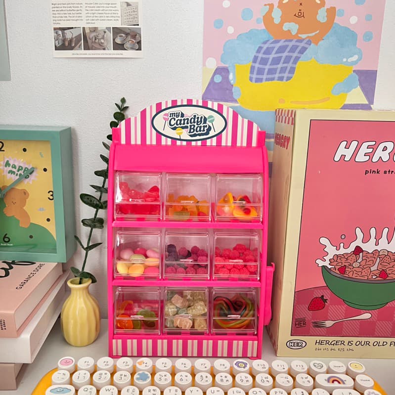ตู้คีบเยลลี่สีแดง ตู้ใส่ขนม ตู้ใส่ลูกอม เยลลี่ Candy bar ! รูปที่ 7
