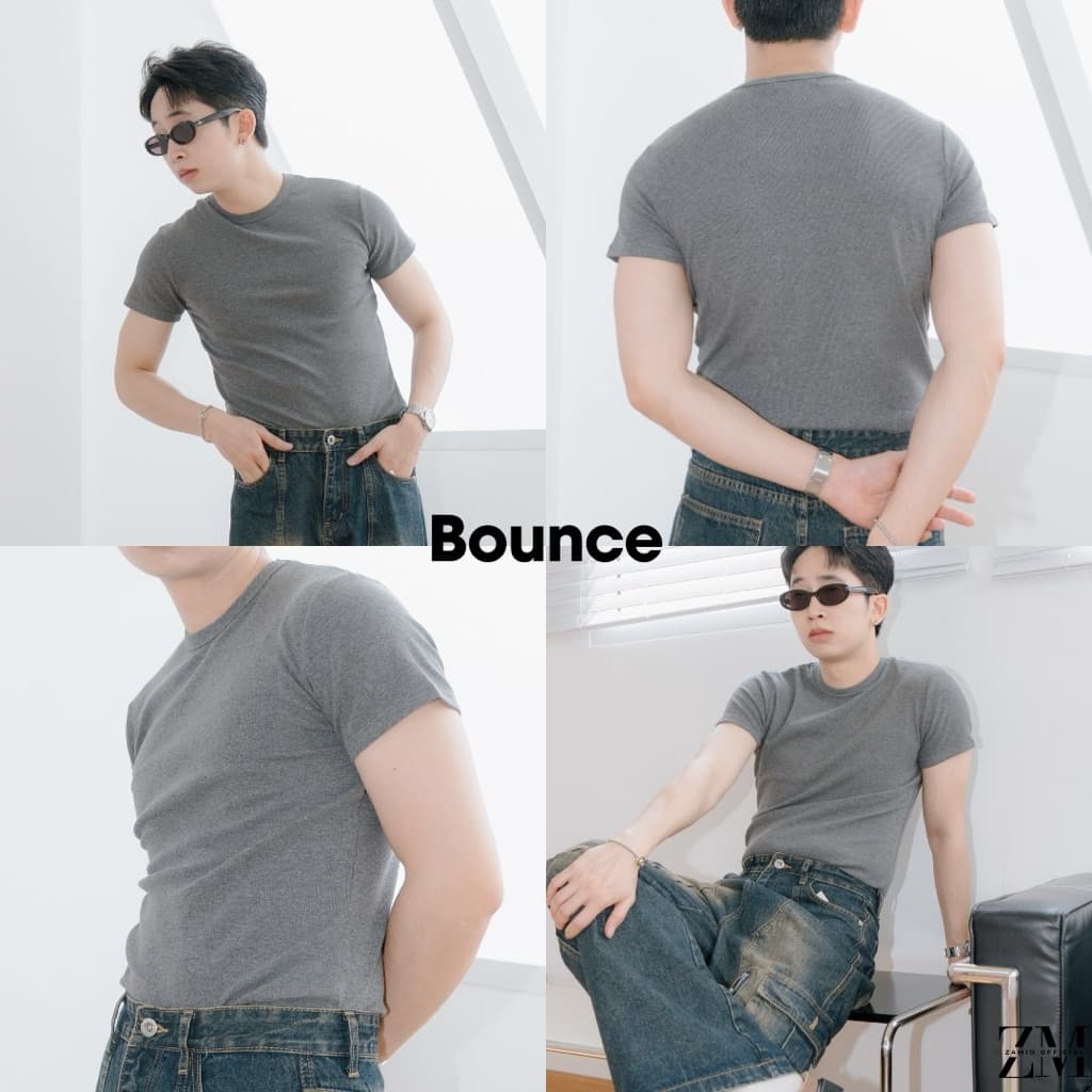 ZAMIO BOUNCE T-shirt เสื้อยืดทรงรัดรูปผ้ายืดใส่สบายตัวสั้น เสื้อไม่ยาวนะครับ รูปที่ 5