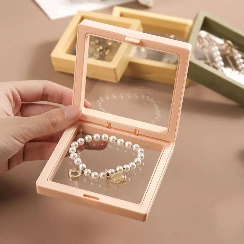 กล่องจัดเก็บเครื่องประดับกรอบลอยตัว 3D ฟิล์ม PE ต้านอนุมูลอิสระ พร้อมระบบแขวน เก็บได้ 50 ชิ้น+กันการเกาะกัน #กล่องเก็ รูปที่ 5