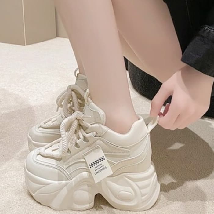 Mavis New!!{รุ่นใหม่มาแรง ส้นหนาถึง9cm} รองเท้าผ้าใบผู้หญิง แฟชั่น เบา ใส่สบาย ทรงงามมาก ดีไซน์โดดเด่น NO.M157 รูปที่ 2