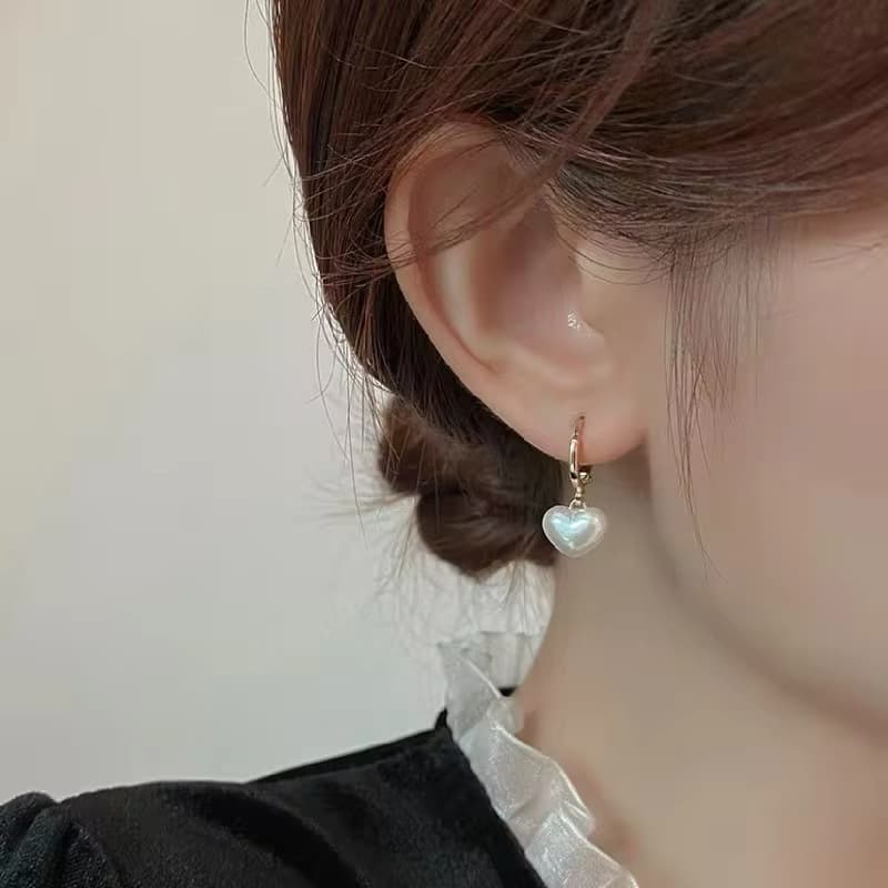 S925 ต่างหู รูปหัวใจ ไข่มุก เกาหลี ระดับไฮเอนด์ หวาน ไม่ทําให้แพ้ง่าย ผู้หญิง แฟชั่น เครื่องประดับ ของขวัญวันหยุด-COD รูปที่ 5