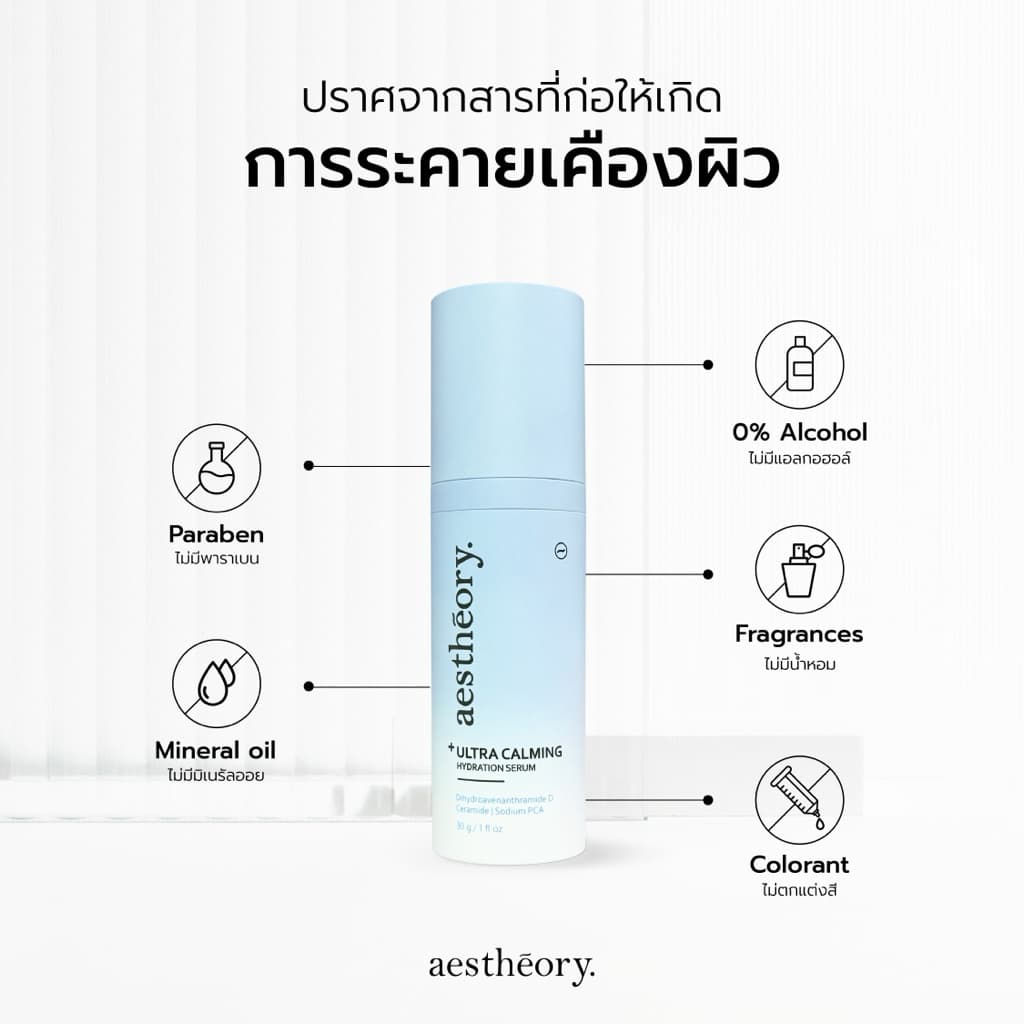 Aestheory Ultra Calming Hydration Serum เอสเธียรี เซรั่มให้ความชุ่มชื้นสำหรับผิวบอบบางแพ้ง่าย ลดผิวแพ้ แดงคัน สิว รูปที่ 9
