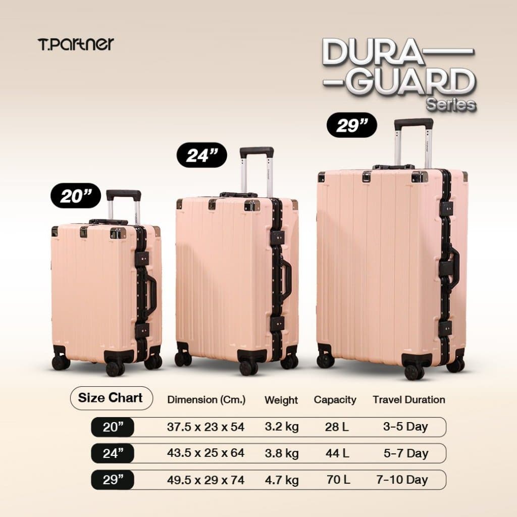 Tpartner แท้ กระเป๋าเดินทางล้อลาก DURA GUARD แข็งแกร่ง โครงอลูมิเนียม รับน้ำหนักถึง 80กก รูปที่ 2