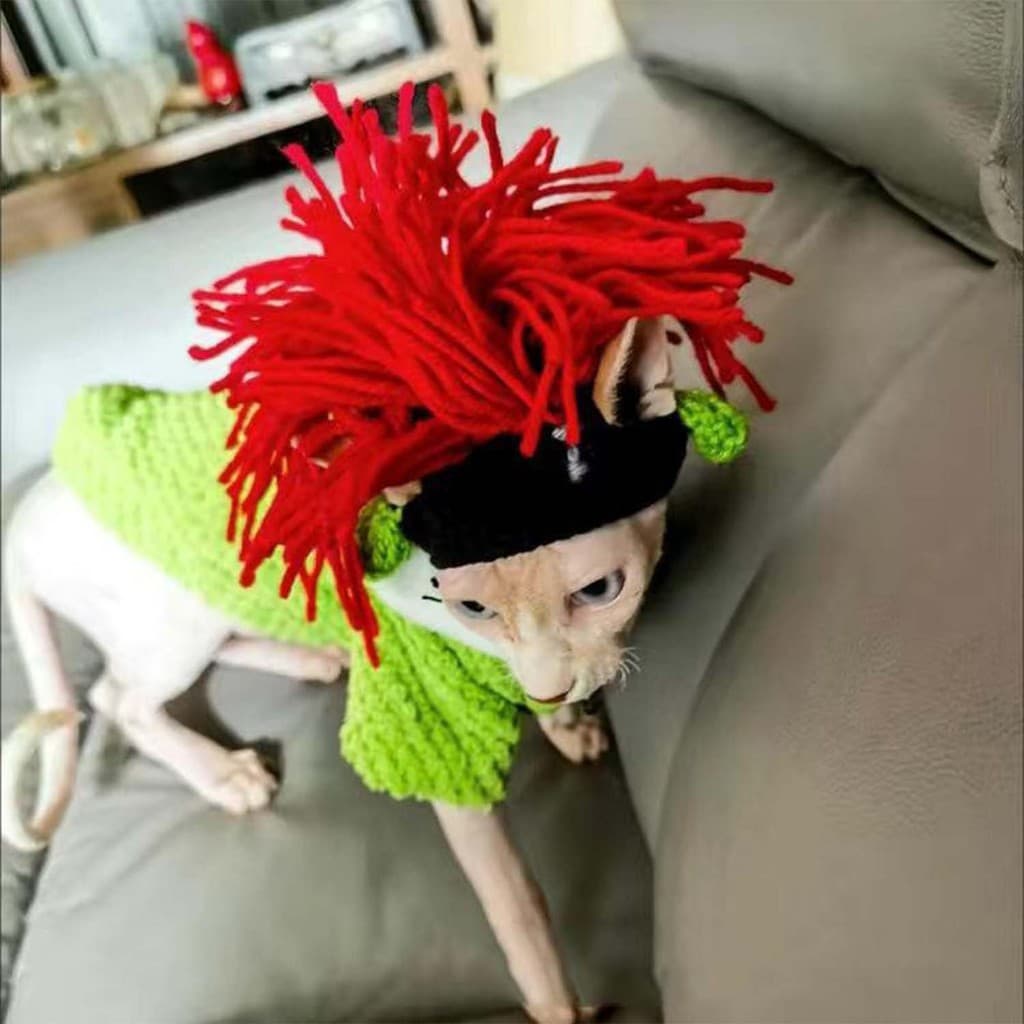 yoyopet : Headband หมวกถักไหมพรม ที่คาดผมสัตว์เลี้ยง หมวกเรกเก้ สำหรับแมวสายเขียว หมวกแฟชั่น รูปที่ 8