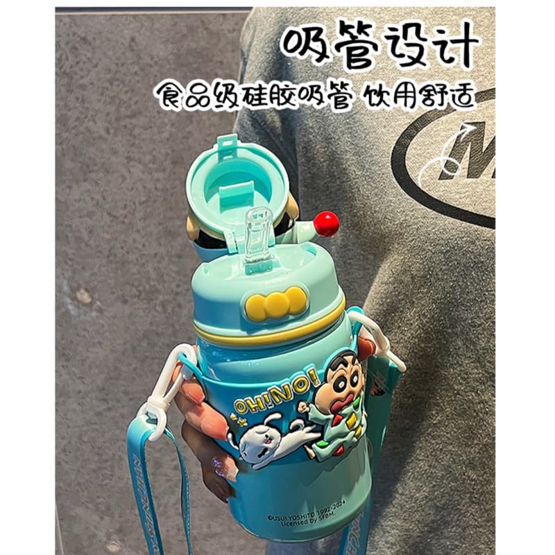 แบบใหม่ ‼ กระติกน้ำเด็กลายชินจัง 520 ML มีสายสะพาย หลอดดูด เก็บความเย็น วัสดุคุณภาพดี รูปที่ 6