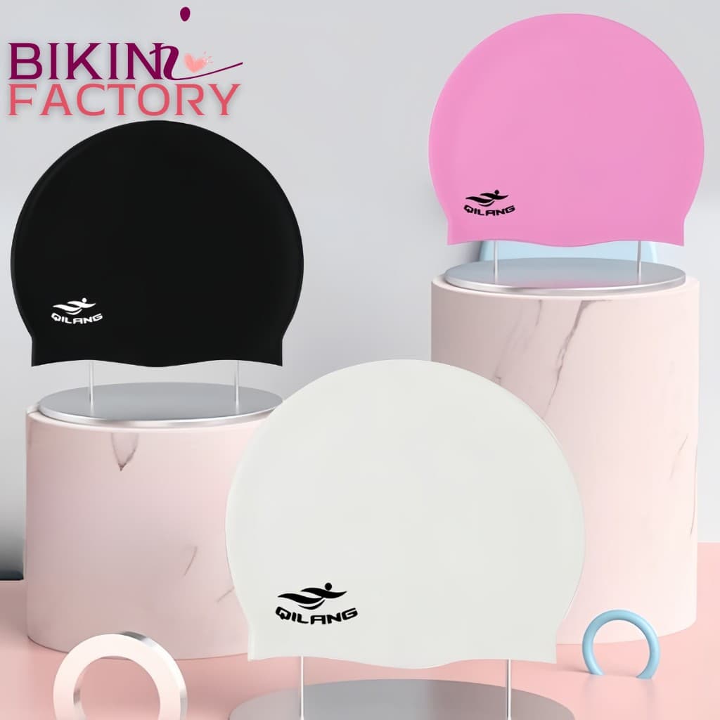 BIKINI FACTORY หมวกว่ายน้ำ หมวกว่ายน้ำซิลิโคน หมวกคลุมผม กันน้ำ ใส่สบาย สําหรับผู้ใหญ่ BK-234 รูปที่ 1
