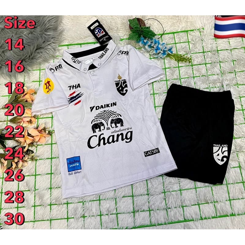 ชุดกีฬาเด็กคอปกปักโลโก้ทีมชาติไทยผ้าโพลีเอสเตอร์ใส่สบายเด็กหญิงชายก็ใส่ได้เหมือนกัน รูปที่ 7